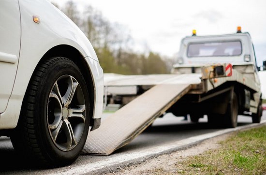 A truck with a support for a car 