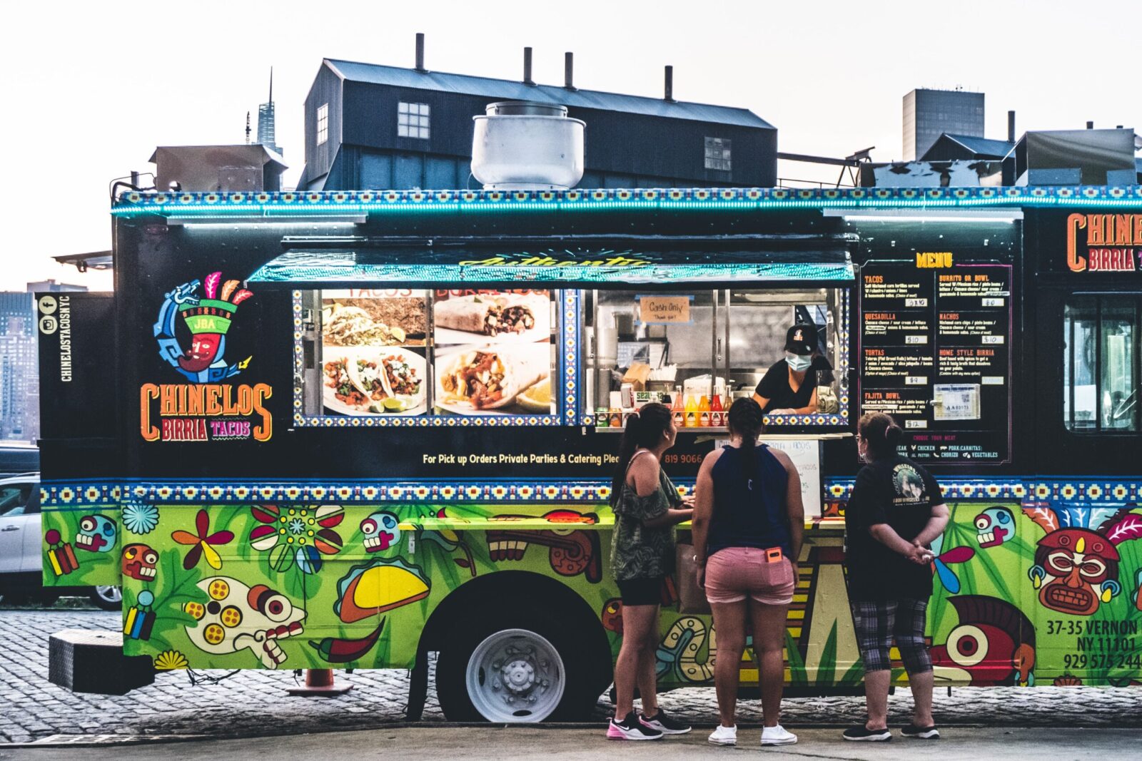 A colorful food truck